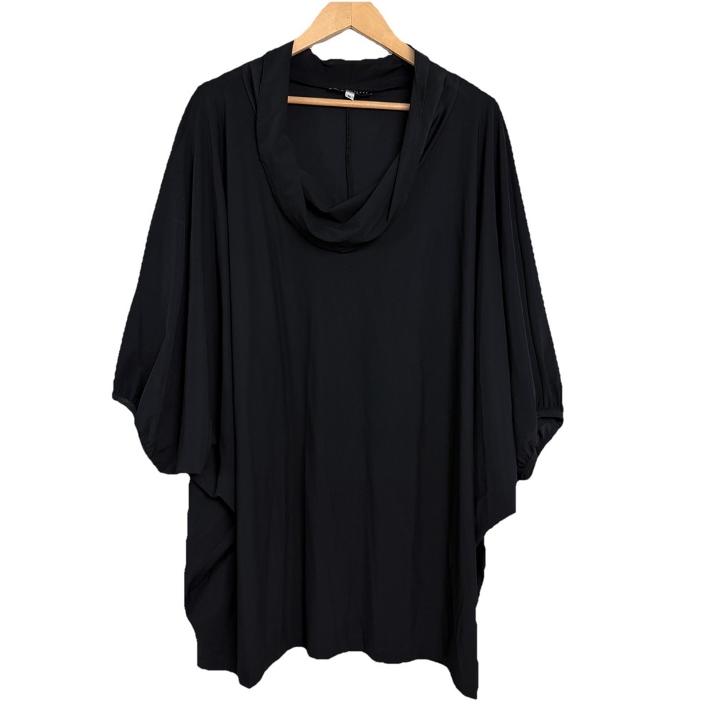 Bryn Walker Black Draped Cowl Neck Oversized Tunic Top XL Minimalist